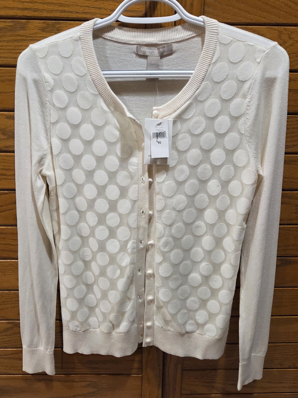 Banana Republic Cream Polka Dot Button-Front Cardigan  NWTS